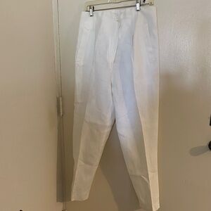 Vintage Women's High Waist White Linen Pants. Bridal, Party, Beach